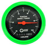 GAFFRIG 3 3/8 INCH ELECTRIC TACH/HOUR METER 0-10000 RPM GAUGE STEP RIM (008) / LIME GREEN / BLACK