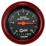 GAFFRIG 3 3/8 INCH ELECTRIC TACH/HOUR METER 0-10000 RPM GAUGE FAT RIM (338) / RED / BLACK