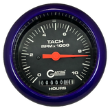 GAFFRIG 3 3/8 INCH ELECTRIC TACH/HOUR METER 0-10000 RPM GAUGE FAT RIM (338) / PURPLE / BLACK