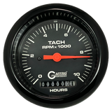 GAFFRIG 3 3/8 INCH ELECTRIC TACH/HOUR METER 0-10000 RPM GAUGE FAT RIM (338) / BLACK / BLACK