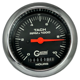 GAFFRIG 3 3/8 INCH ELECTRIC TACH/HOUR METER 0-10000 RPM GAUGE FAT RIM (338) / CHROME/POLISHED / BLACK