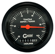 GAFFRIG 3 3/8 INCH ELECTRIC TACH/HOUR METER 0-10000 RPM GAUGE STEP RIM (008) / BLACK / BLACK