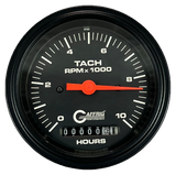 GAFFRIG 3 3/8 INCH ELECTRIC TACH/HOUR METER 0-10000 RPM GAUGE STEP RIM (008) / BLACK / BLACK