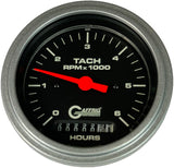 GAFFRIG 3 3/8 INCH ELECTRIC TACH/HOUR METER 0-6000, 8000, & 10000 RPM GAUGE BLACK STEP RIM (008) / PLATINUM / 6000 RPM