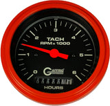 GAFFRIG 3 3/8 INCH ELECTRIC TACH/HOUR METER 0-6000, 8000, & 10000 RPM GAUGE BLACK STEP RIM (008) / ORANGE / 6000 RPM