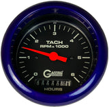 GAFFRIG 3 3/8 INCH ELECTRIC TACH/HOUR METER 0-6000, 8000, & 10000 RPM GAUGE BLACK FAT RIM (338) / PURPLE / 6000 RPM