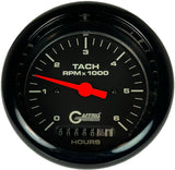 GAFFRIG 3 3/8 INCH ELECTRIC TACH/HOUR METER 0-6000, 8000, & 10000 RPM GAUGE BLACK FAT RIM (338) / BLACK / 6000 RPM