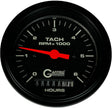 GAFFRIG 3 3/8 INCH ELECTRIC TACH/HOUR METER 0-6000, 8000, & 10000 RPM GAUGE BLACK STEP RIM (008) / BLACK / 6000 RPM