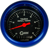 GAFFRIG 3 3/8 INCH ELECTRIC TACH/HOUR METER 0-6000, 8000, & 10000 RPM GAUGE BLACK FAT RIM (338) / BLUE / 8000 RPM