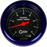 GAFFRIG 3 3/8 INCH ELECTRIC TACH/HOUR METER 0-6000, 8000, & 10000 RPM GAUGE BLACK FAT RIM (338) / PURPLE / 8000 RPM