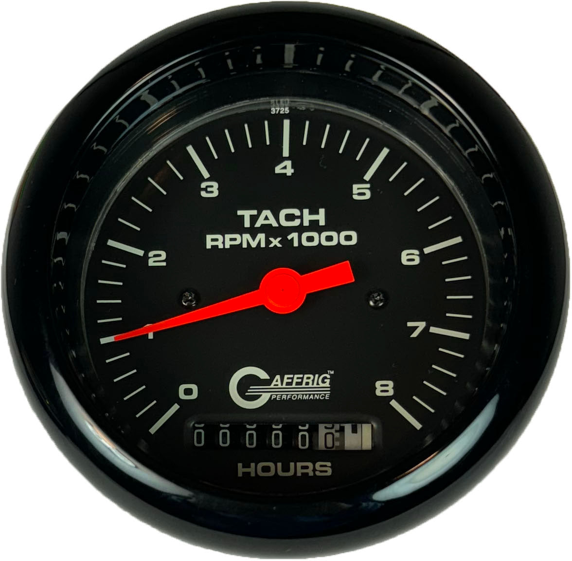 GAFFRIG 3 3/8 INCH ELECTRIC TACH/HOUR METER 0-6000, 8000, & 10000 RPM GAUGE BLACK FAT RIM (338) / BLACK / 8000 RPM