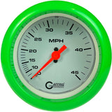 GAFFRIG 3 3/8 INCH MECHANICAL DRY SPEEDOMETER 45 MPH - HEAD ONLY FAT RIM (338) / LIME GREEN / WHITE