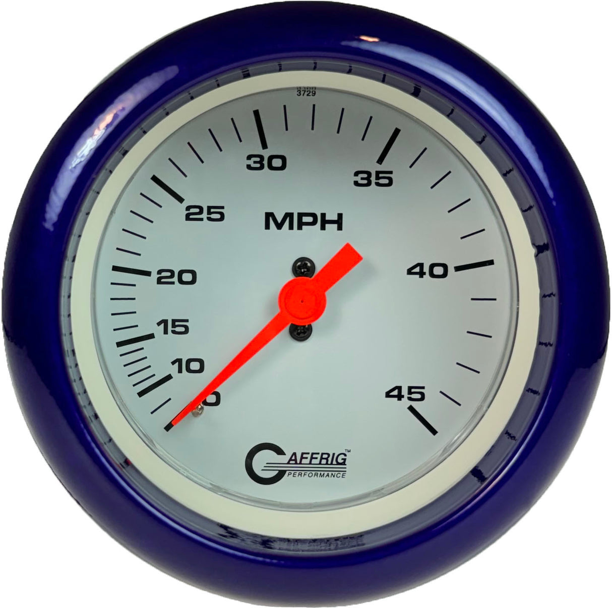 GAFFRIG 3 3/8 INCH MECHANICAL DRY SPEEDOMETER 45 MPH - HEAD ONLY FAT RIM (338) / PURPLE / WHITE