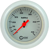 GAFFRIG 3 3/8 INCH MECHANICAL DRY SPEEDOMETER 45 MPH - HEAD ONLY FAT RIM (338) / WHITE / WHITE