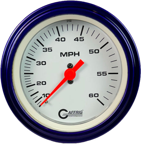 GAFFRIG 3 3/8 INCH MECHANICAL DRY SPEEDOMETER 60 MPH - HEAD ONLY STEP RIM (008) / PURPLE / WHITE