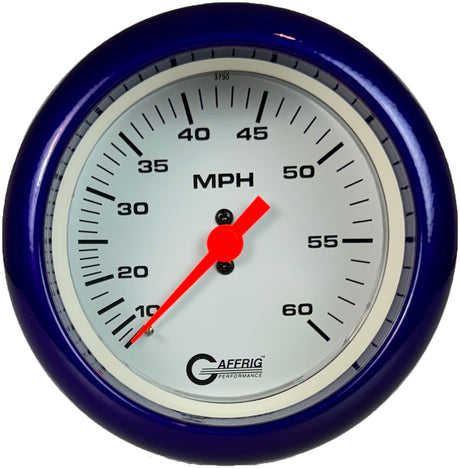 GAFFRIG 3 3/8 INCH MECHANICAL DRY SPEEDOMETER 60 MPH - HEAD ONLY FAT RIM (338) / PURPLE / WHITE