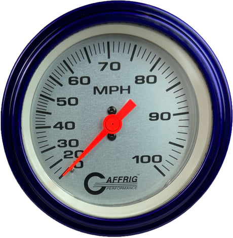 GAFFRIG 3 3/8 INCH MECHANICAL DRY SPEEDOMETER 100 MPH - HEAD ONLY STEP RIM (008) / PURPLE / PLATINUM