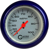 GAFFRIG 3 3/8 INCH MECHANICAL DRY SPEEDOMETER 100 MPH - HEAD ONLY FAT RIM (338) / PURPLE / PLATINUM