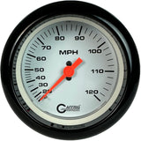 GAFFRIG 3 3/8 INCH MECHANICAL DRY SPEEDOMETER 120 MPH - HEAD ONLY WHITE / FAT RIM (338) / BLACK