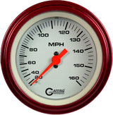 GAFFRIG 3 3/8 INCH MECHANICAL DRY SPEEDOMETER 160 MPH - HEAD ONLY STEP RIM (008) / RED / WHITE