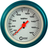 GAFFRIG 3 3/8 INCH MECHANICAL DRY SPEEDOMETER 160 MPH - HEAD ONLY STEP RIM (008) / TEAL / WHITE