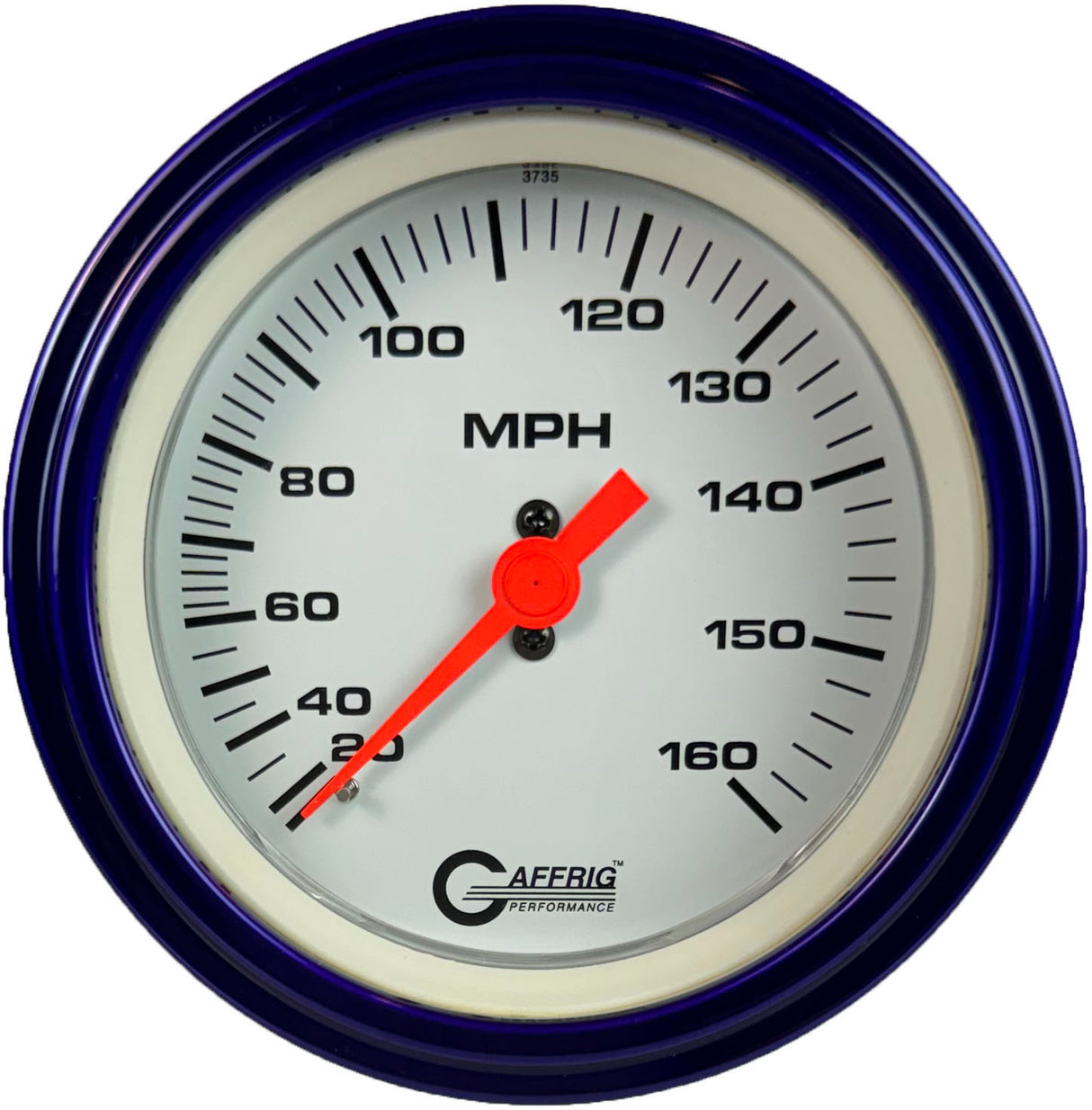 GAFFRIG 3 3/8 INCH MECHANICAL DRY SPEEDOMETER 160 MPH - HEAD ONLY STEP RIM (008) / PURPLE / WHITE