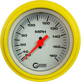 GAFFRIG 3 3/8 INCH MECHANICAL DRY SPEEDOMETER 160 MPH - HEAD ONLY STEP RIM (008) / YELLOW / WHITE