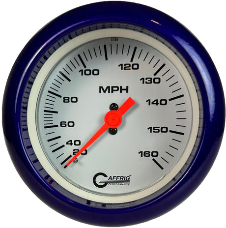 GAFFRIG 3 3/8 INCH MECHANICAL DRY SPEEDOMETER 160 MPH - HEAD ONLY FAT RIM (338) / PURPLE / WHITE