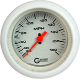 GAFFRIG 3 3/8 INCH MECHANICAL DRY SPEEDOMETER 160 MPH - HEAD ONLY FAT RIM (338) / WHITE / WHITE