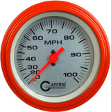 GAFFRIG 3 3/8 INCH MECHANICAL DRY SPEEDOMETER 100 MPH KIT - WHITE, BLACK, PLATINUM