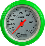 GAFFRIG 3 3/8 INCH MECHANICAL DRY SPEEDOMETER 100 MPH KIT - WHITE, BLACK, PLATINUM