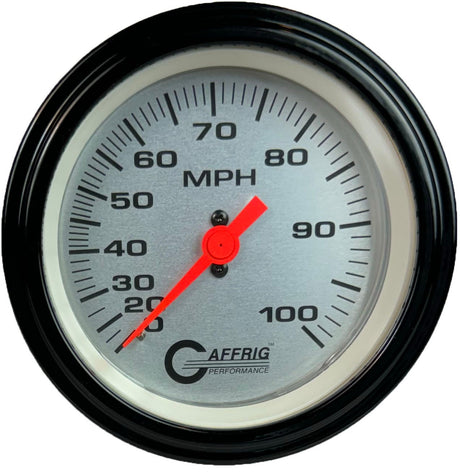 GAFFRIG 3 3/8 INCH MECHANICAL DRY SPEEDOMETER 100 MPH KIT - WHITE, BLACK, PLATINUM