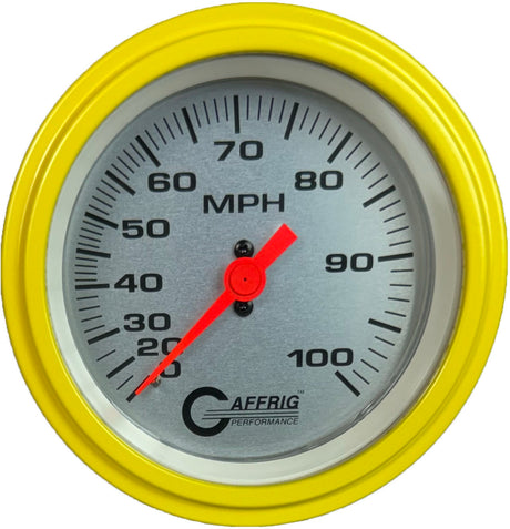 GAFFRIG 3 3/8 INCH MECHANICAL DRY SPEEDOMETER 100 MPH KIT - WHITE, BLACK, PLATINUM