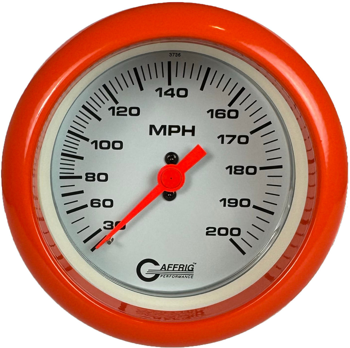 GAFFRIG 3 3/8 INCH MECHANICAL DRY SPEEDOMETER 200 MPH KIT FAT RIM (338) / ORANGE / WHITE