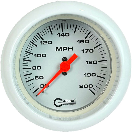 GAFFRIG 3 3/8 INCH MECHANICAL DRY SPEEDOMETER 200 MPH KIT FAT RIM (338) / WHITE / WHITE