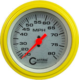 GAFFRIG 3 3/8 INCH MECHANICAL DRY SPEEDOMETER 80 MPH KIT PLATINUM / STEP RIM (008) / YELLOW