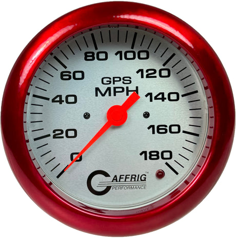 GAFFRIG 4 5/8 GPS ANALOG SPEEDOMETER KIT - PLATINUM FAT RIM (458) / RED / 180 MPH