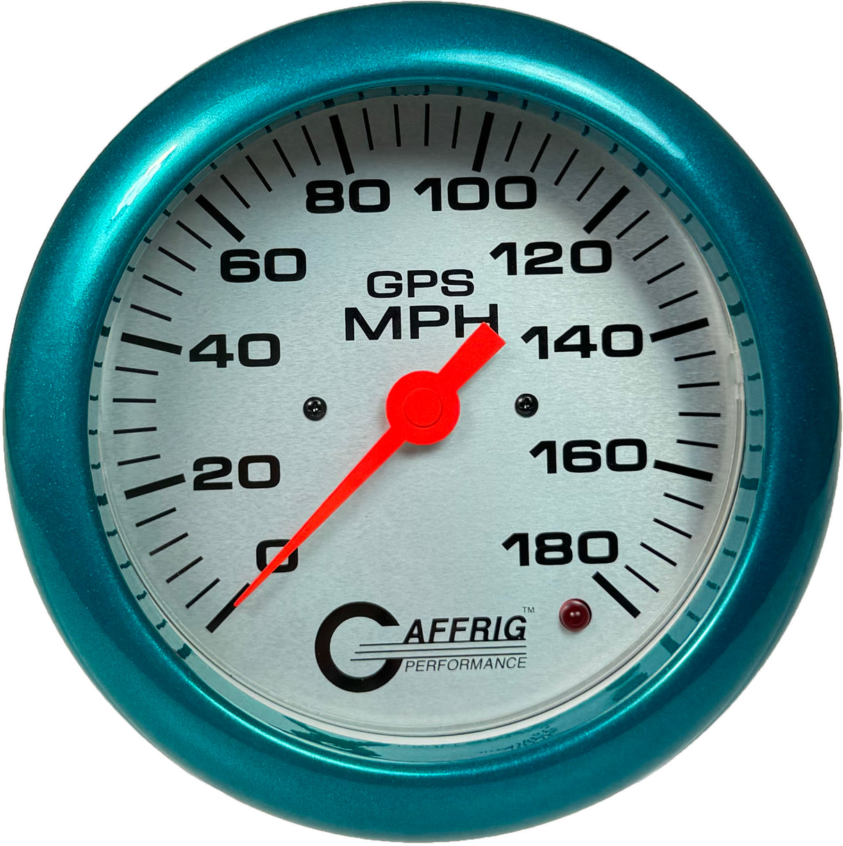 GAFFRIG 4 5/8 GPS ANALOG SPEEDOMETER KIT - PLATINUM FAT RIM (458) / TEAL / 180 MPH