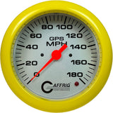 GAFFRIG 4 5/8 GPS ANALOG SPEEDOMETER KIT - PLATINUM FAT RIM (458) / YELLOW / 180 MPH