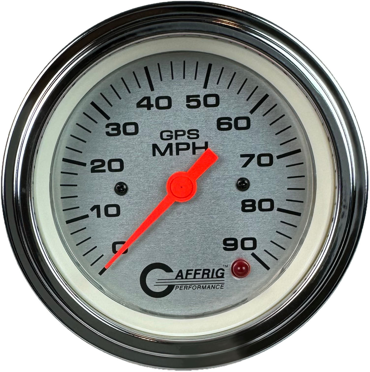 GAFFRIG 3 3/8 INCH GPS SPEEDOMETER - HEAD ONLY - PLATINUM STEP RIM (008) / CHROME/POLISHED / 90 MPH