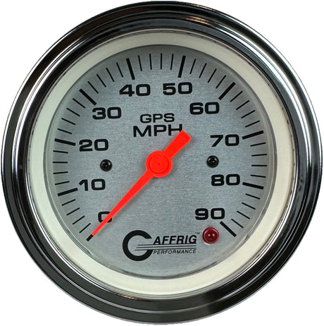 GAFFRIG 3 3/8 INCH GPS SPEEDOMETER - HEAD ONLY - PLATINUM STEP RIM (008) / CHROME/POLISHED / 90 MPH