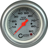 GAFFRIG 3 3/8 INCH GPS SPEEDOMETER - HEAD ONLY - PLATINUM FAT RIM (338) / PLATINUM / 90 MPH