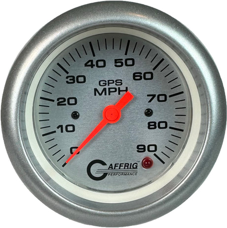 GAFFRIG 3 3/8 INCH GPS SPEEDOMETER - HEAD ONLY - PLATINUM FAT RIM (338) / PLATINUM / 90 MPH