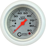 GAFFRIG 3 3/8 INCH GPS SPEEDOMETER - HEAD ONLY - PLATINUM FAT RIM (338) / WHITE / 90 MPH