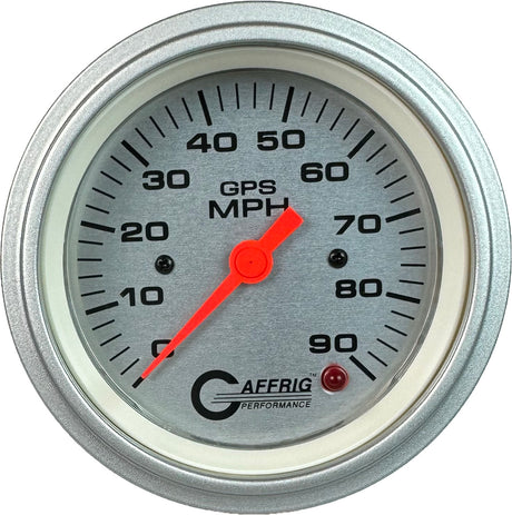 GAFFRIG 3 3/8 INCH GPS SPEEDOMETER - HEAD ONLY - PLATINUM STEP RIM (008) / PLATINUM / 90 MPH