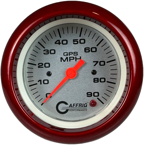 GAFFRIG 3 3/8 INCH GPS SPEEDOMETER KIT - PLATINUM FAT RIM (338) / RED / 90 MPH