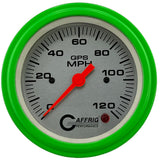 GAFFRIG 3 3/8 INCH GPS SPEEDOMETER - HEAD ONLY - PLATINUM - 90 MPH, 120 MPH, 160 MPH