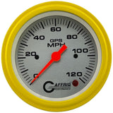 GAFFRIG 3 3/8 INCH GPS SPEEDOMETER - HEAD ONLY - PLATINUM - 90 MPH, 120 MPH, 160 MPH