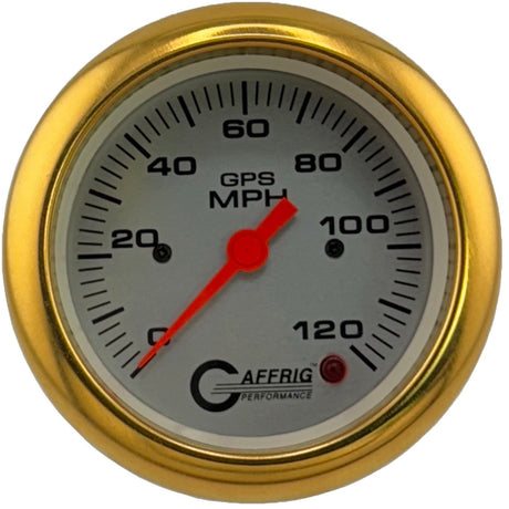 GAFFRIG 3 3/8 INCH GPS SPEEDOMETER - HEAD ONLY - PLATINUM - 90 MPH, 120 MPH, 160 MPH