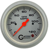 GAFFRIG 3 3/8 INCH GPS SPEEDOMETER - HEAD ONLY - PLATINUM - 90 MPH, 120 MPH, 160 MPH